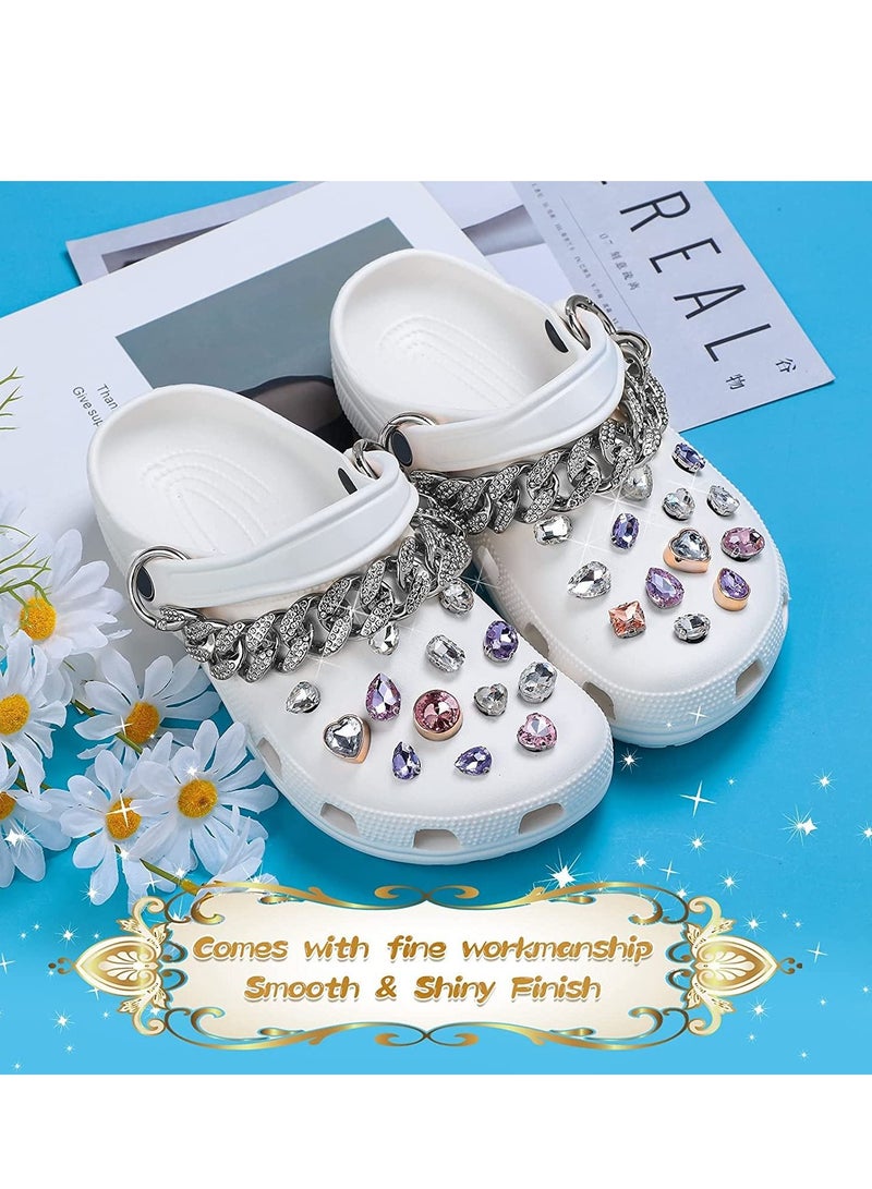 Excefore Shoe Charms Chain, 2 Pieces DIY Bling Silver Metal jibbitz Chain for Crocs Teen Men Women Adults Shoes Accessories Gift - Image 4