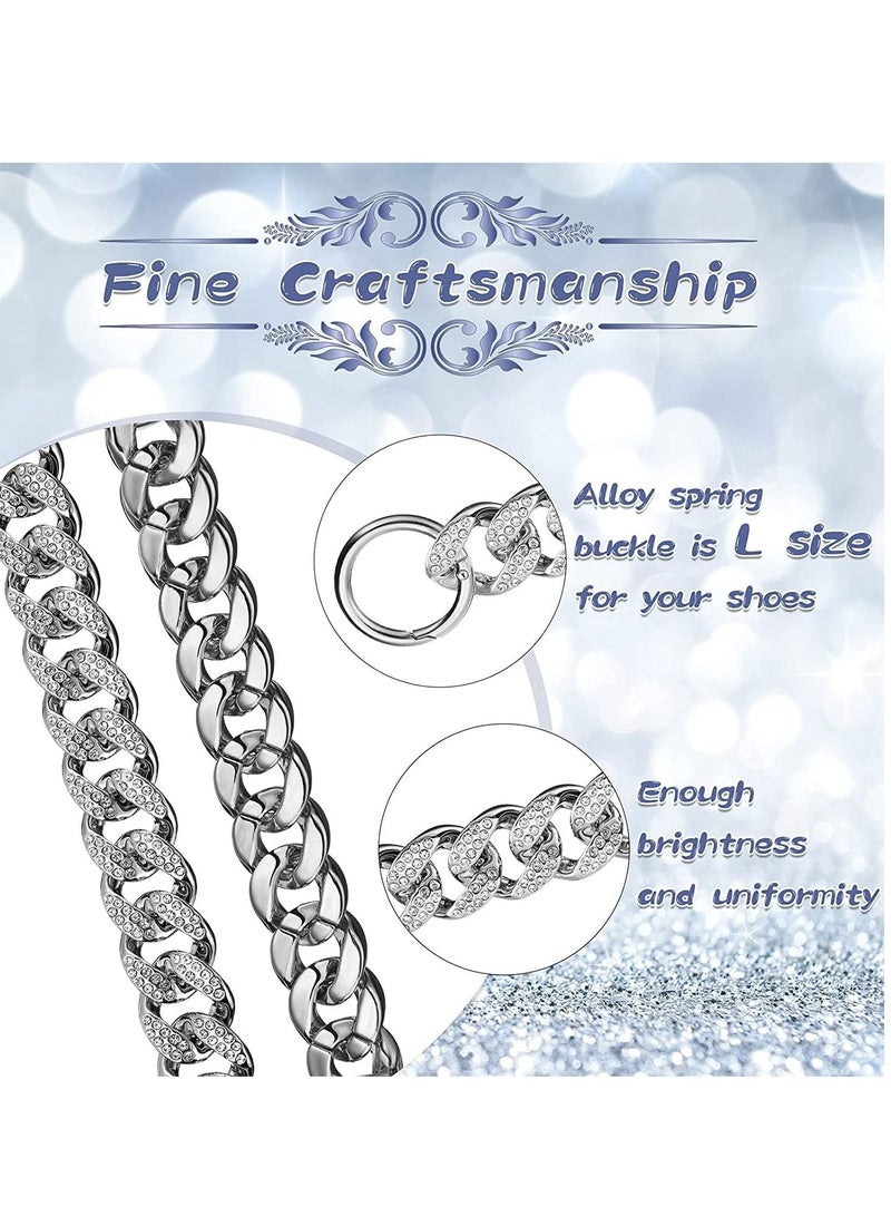 Excefore Shoe Charms Chain, 2 Pieces DIY Bling Silver Metal jibbitz Chain for Crocs Teen Men Women Adults Shoes Accessories Gift - Image 2