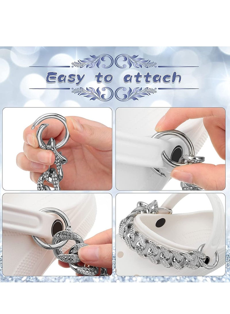 Excefore Shoe Charms Chain, 2 Pieces DIY Bling Silver Metal jibbitz Chain for Crocs Teen Men Women Adults Shoes Accessories Gift - Image 5