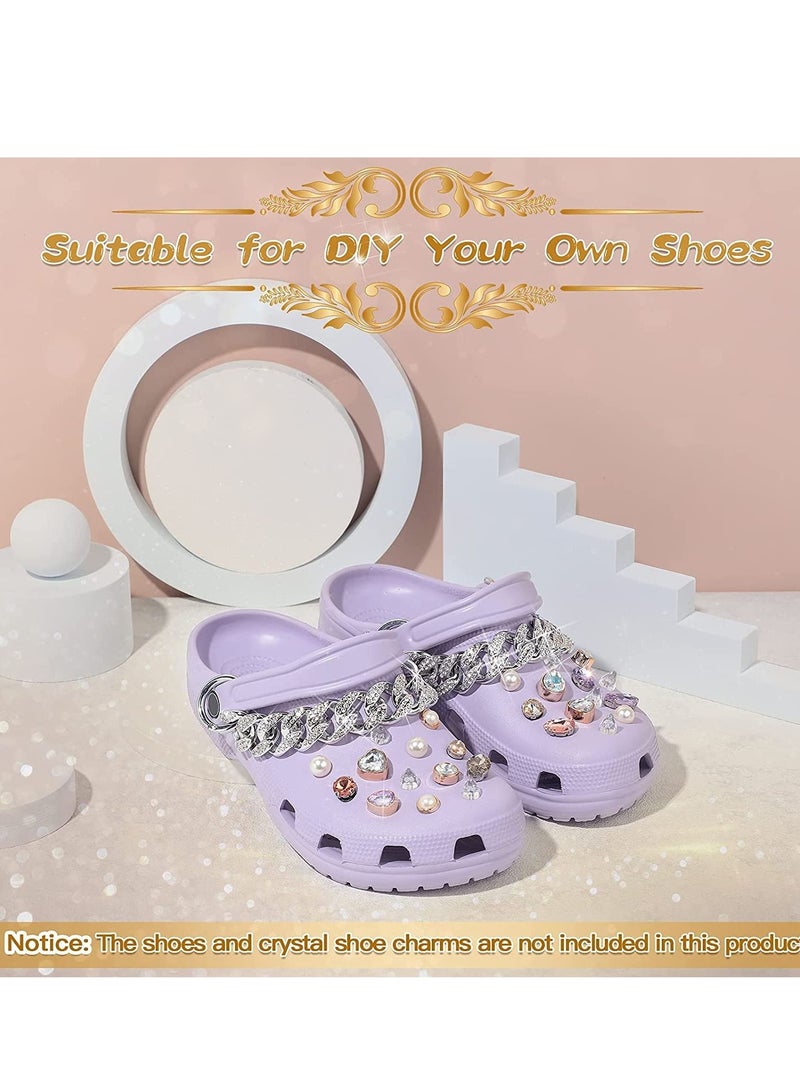 Excefore Shoe Charms Chain, 2 Pieces DIY Bling Silver Metal jibbitz Chain for Crocs Teen Men Women Adults Shoes Accessories Gift - Image 3