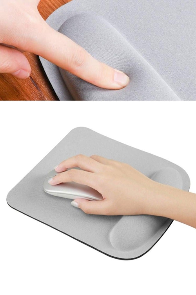 Mouse Pad with Wrist Rest,Memory foam Compact Portable Mouse Mat, Perfect for Mobile Office, Travel Use（grey）  - Image 1