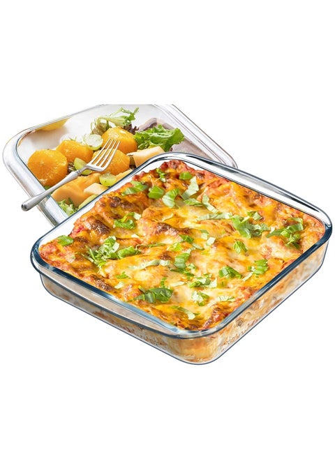 Baking Tray Glass 2-Piece Set - 1000ml (Small Size) and 1600ml (Medium Size) Square, Baking Pan, Glass Baking Dish, Baking Set.