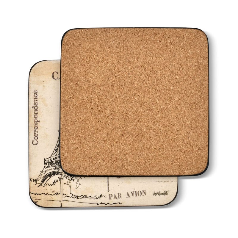 Pimpernel Postcard Sketches Collection Coasters | Set of 6 | Cork Backed Board | Heat and Stain Resistant | Drinks Coaster for Tabletop Protection | Measures 4” x 4” - Image 3
