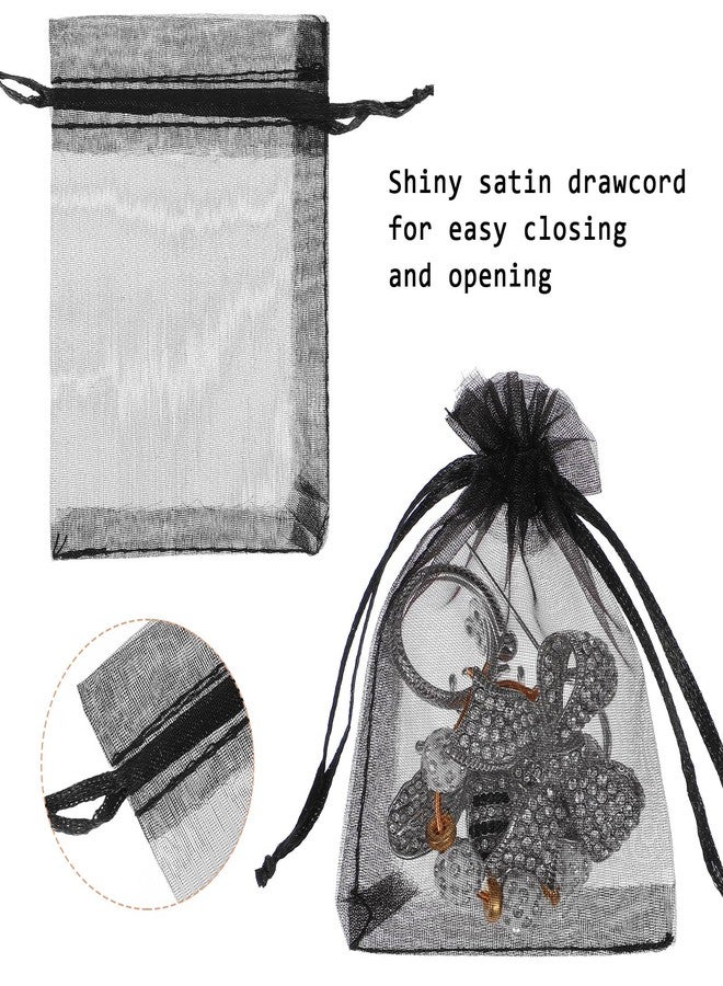 Xosjska 100 PCS Black Organza Bags, 3.54x2.75 Inch Small Mesh Bags Drawstring Gift Bag, Sheer Mesh Jewelry Bag for Wedding Party Favors, Candy, Jewelry, Watch, Goodie Pouch - Image 5