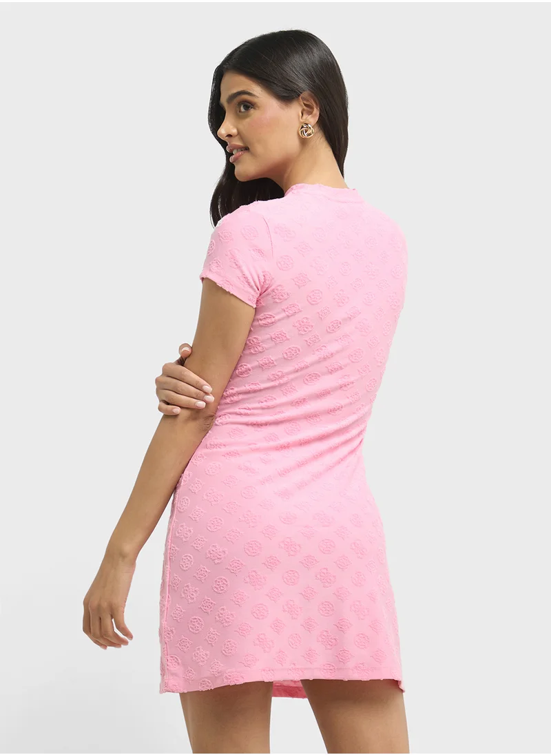 GUESS Peony Jacquard Crew Neck Dress