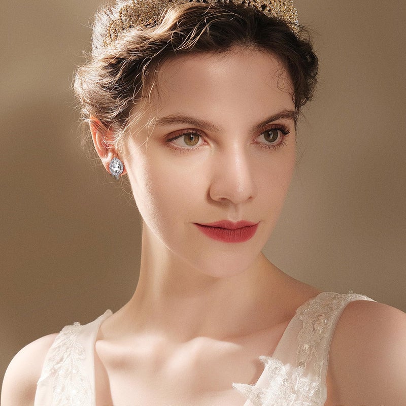 Jstyle 4 Pairs Silver Clip on Earrings for Women Elegant Rhinestone Clip on Earrings Dangle Drop for Brides Bridesmaids Non Pierced Earrings Set-Clip Stud and Dangle Earrings Style - Image 3