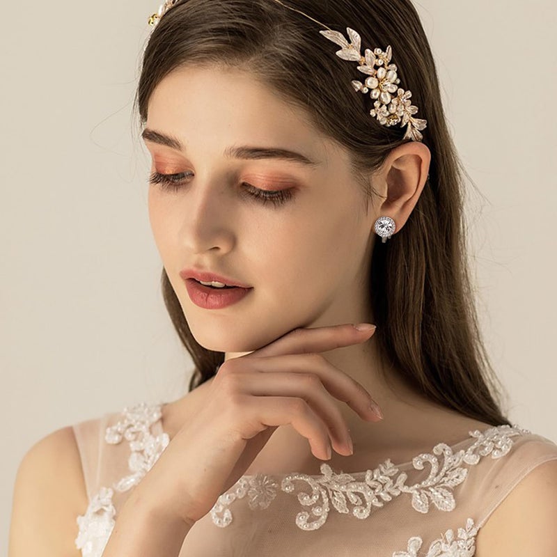 Jstyle 4 Pairs Silver Clip on Earrings for Women Elegant Rhinestone Clip on Earrings Dangle Drop for Brides Bridesmaids Non Pierced Earrings Set-Clip Stud and Dangle Earrings Style - Image 2