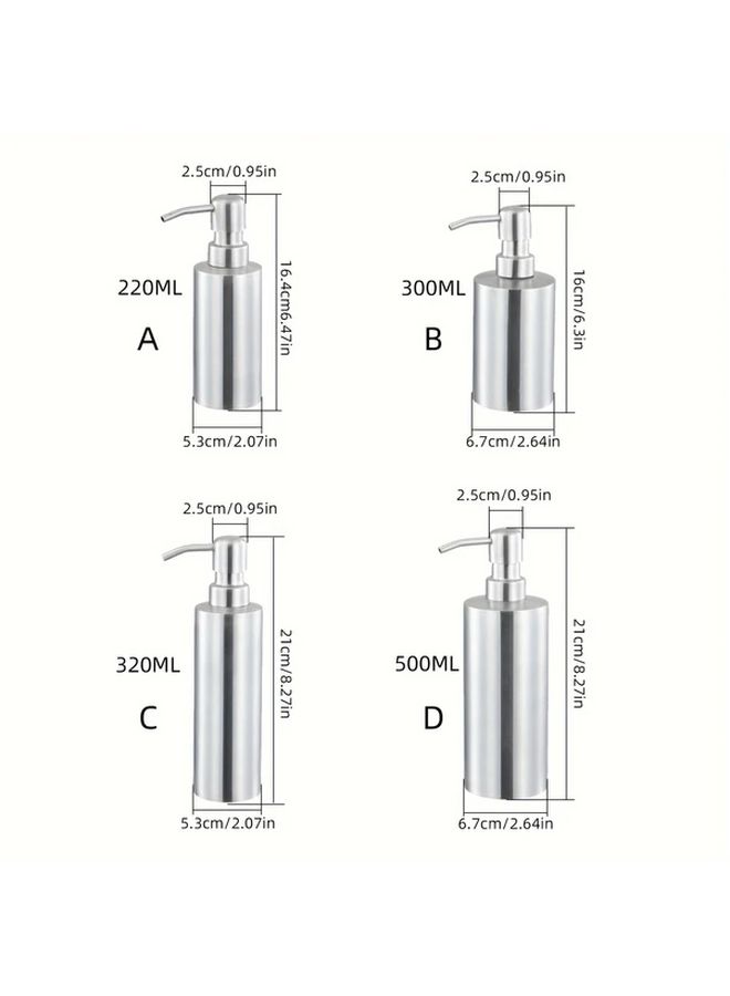 300ml Silvery Press Type Dispenser Bottle For Shower Gel Hand Sanitizer Body Lotion - Image 4