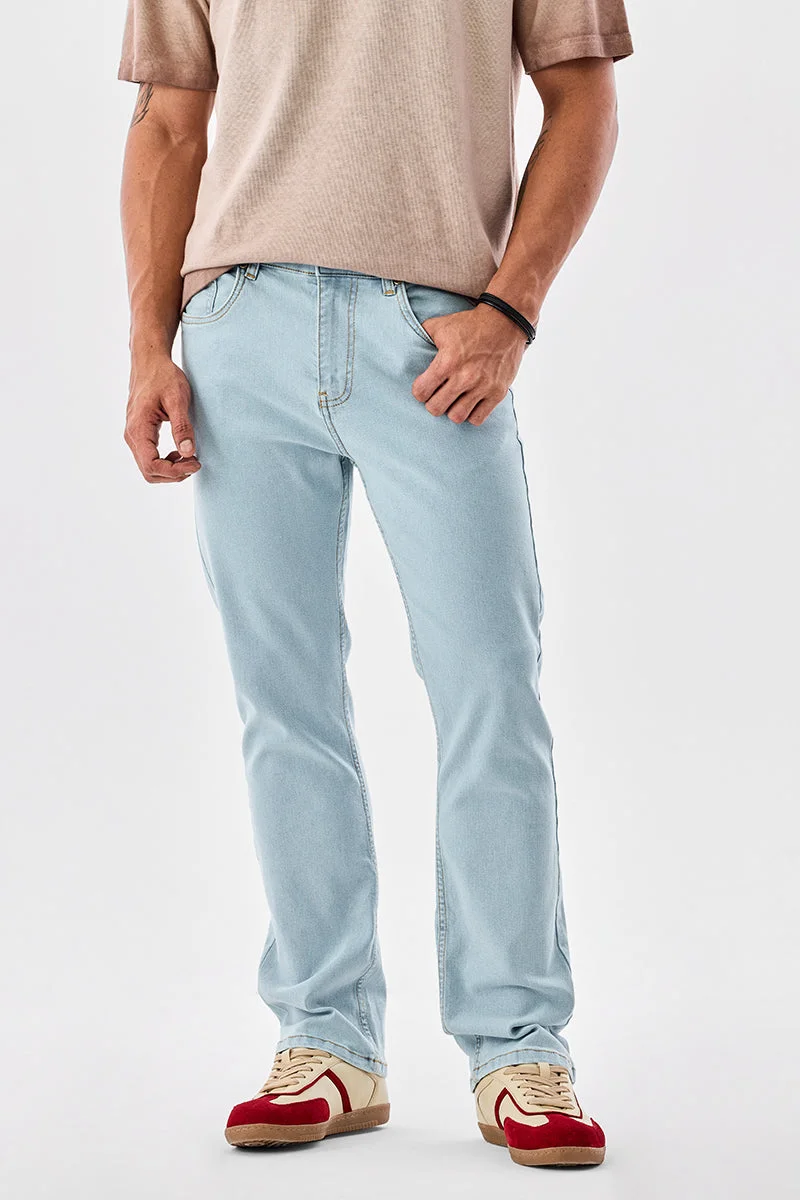 SNITCH Light Blue Solid Straight Fit Casual Core Lab Jeans