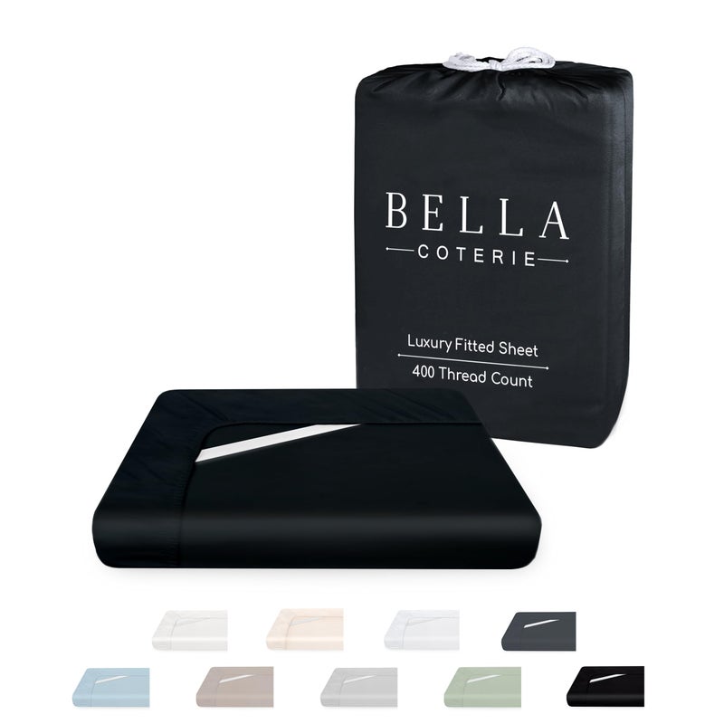 Bella Coterie Luxury Bamboo Viscose Queen Size Fitted Sheet 100 Organically Grown Ultra Soft Cooling for Hot Sleepers 18 Deep Pocket Black