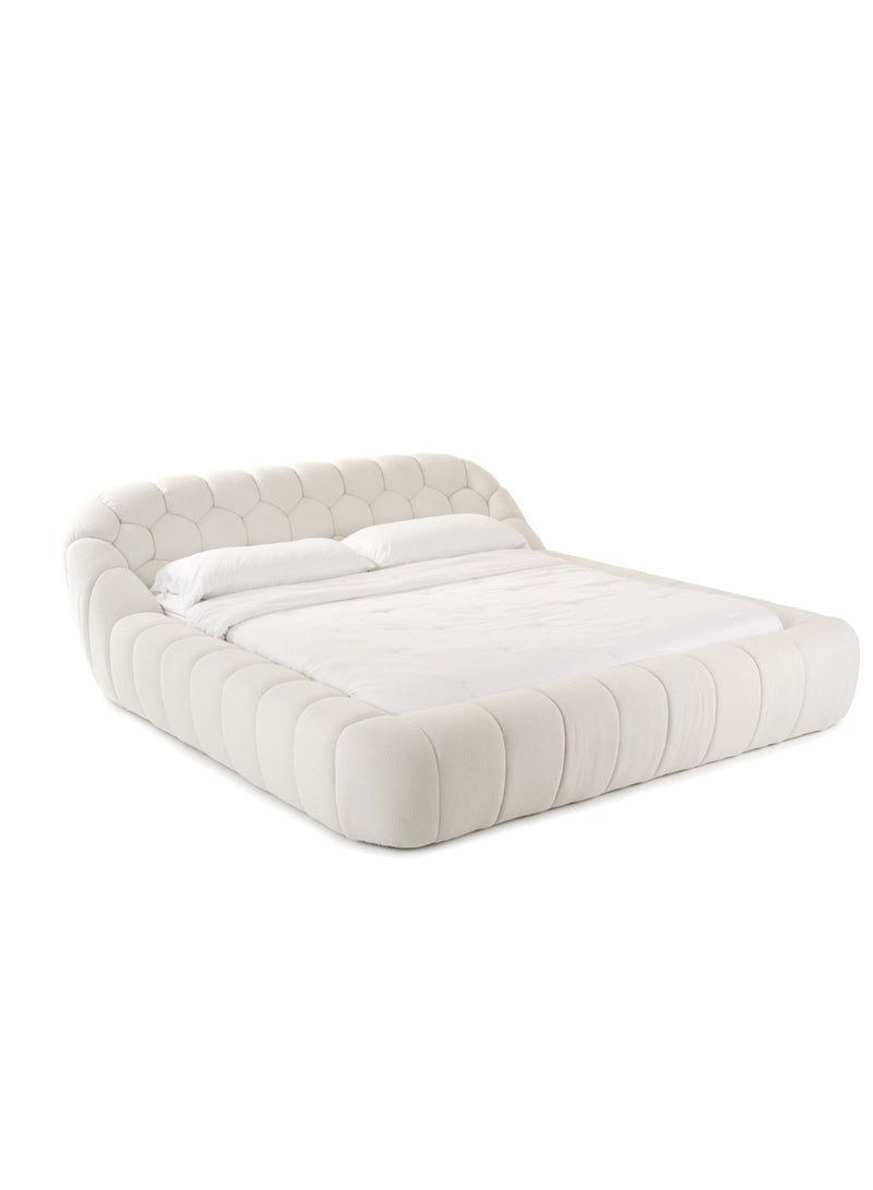 Wooden Twist Bubble Design Modern Cloud Bed In Soft Boucle Fabric (Super King Size)  - Image 5