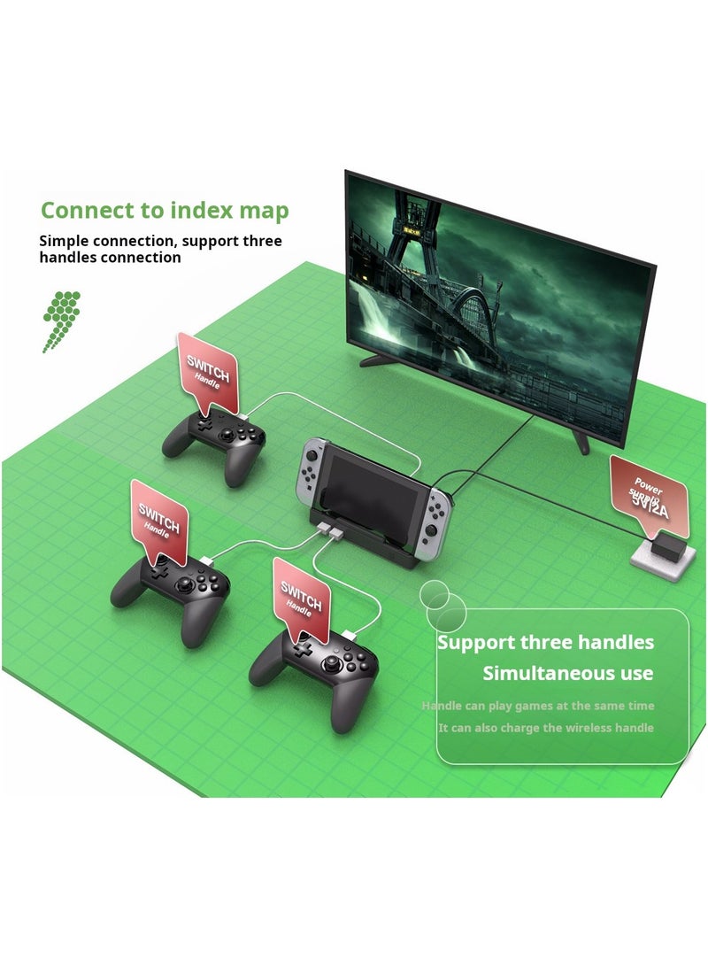 Barakah TV Dock Station for Nintendo Switch/Switch OLED, Portable Charging Dock Station Base with 4K HDMI Adapter/Type C Port/USB Port, USB C Chargeing Ports Replacement for Official Nintendo Switch - Image 4