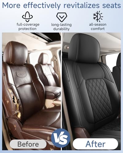 Umbrauto Custom Seat Covers fit for Dodge Ram 1500 2500 3500, Full Coverage Luxury Leather Ram Truck Seat Cover 2009-2025 Compatible with Crew Cab Double Quad Regular (Black, Full Set (Flat Front/Curved Rear)) - Image 4