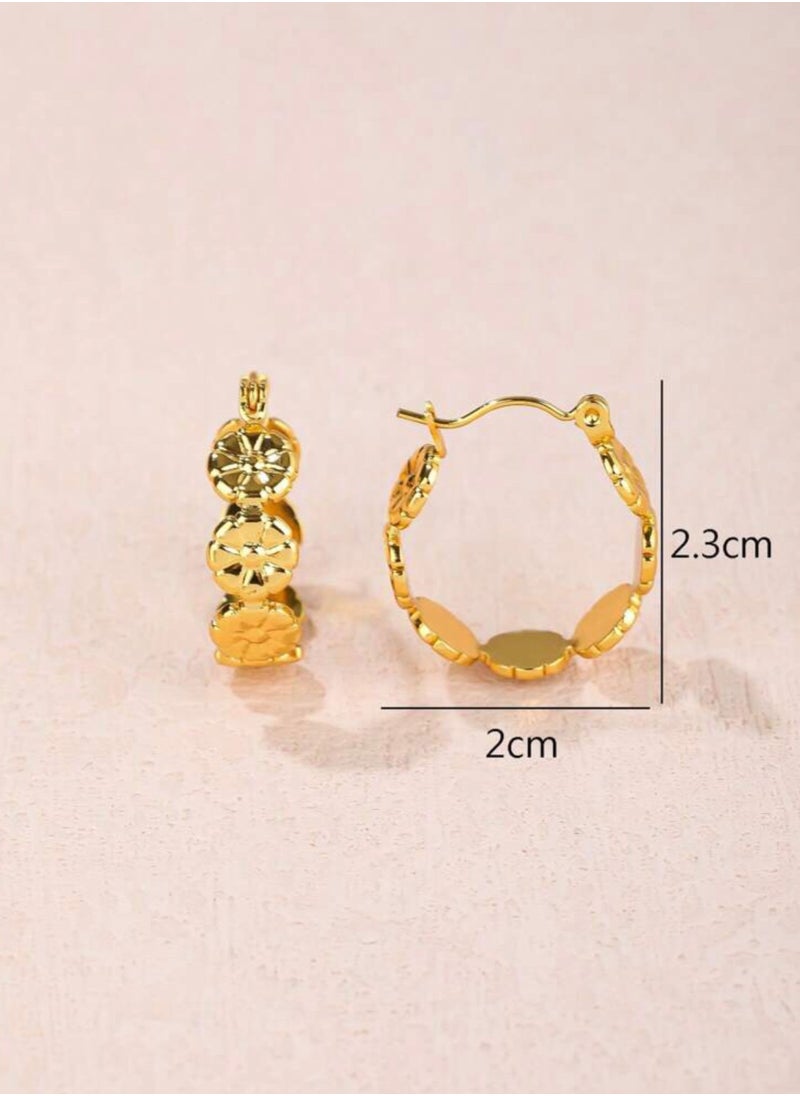 sixtyfour - Elegant Stainless Steel Gold Plated Hoop Earrings For Women - Image 1