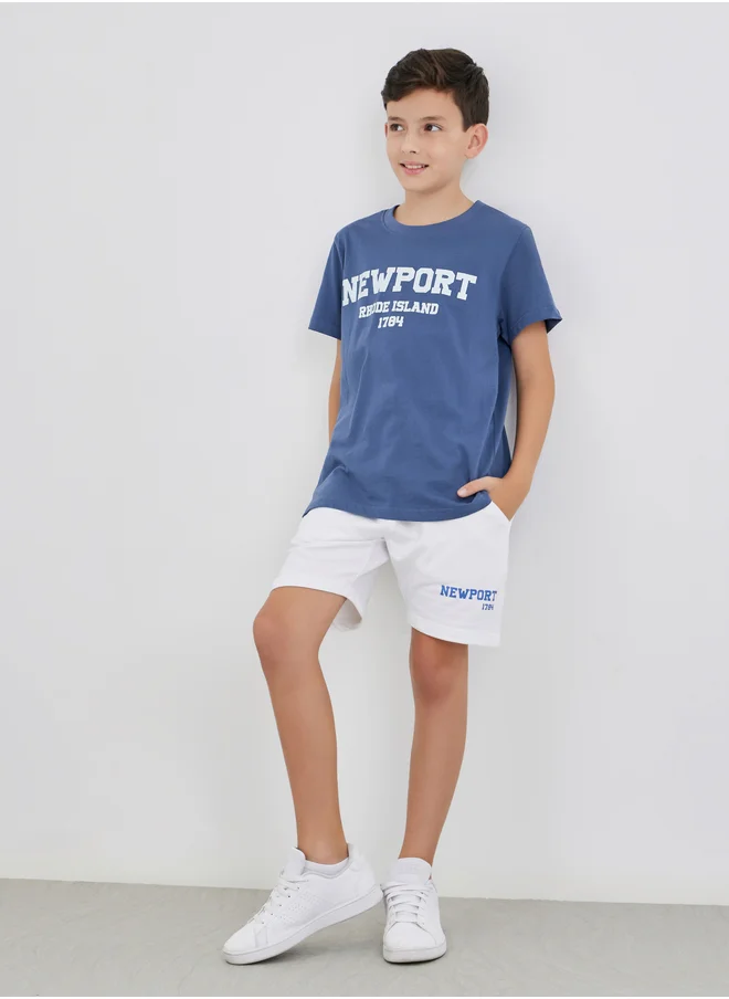 ستايلي Styli Boys Typography Print Short Sleeve T-Shirt and Shorts Set