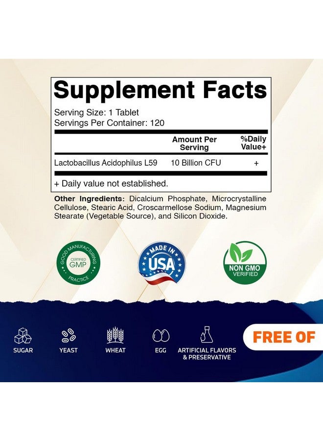 Vitamatic Acidophilus Probiotic - 10 Billion CFU - 5X Potency - Daily Probiotic Supplement, Supports Digestive Health - 120 Tablets - Image 2