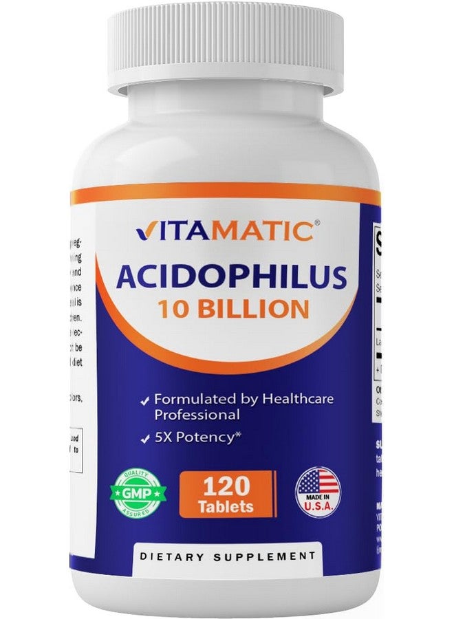 Vitamatic Acidophilus Probiotic - 10 Billion CFU - 5X Potency - Daily Probiotic Supplement, Supports Digestive Health - 120 Tablets - Image 1