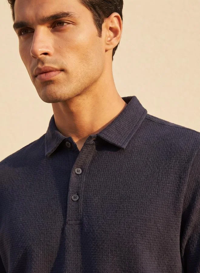 Iconic Iconic Short Sleeves Textured Polo T shirt