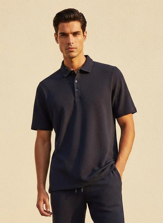 Iconic Iconic Short Sleeves Textured Polo T shirt