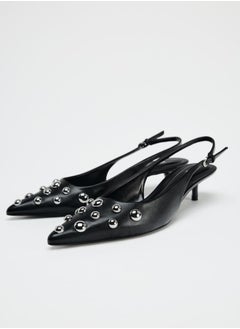 Zara Studded kitten heel slingback shoes  - Image 2