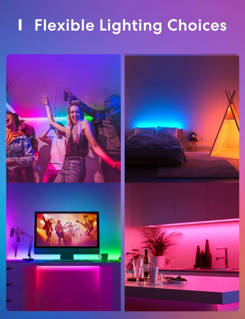 meross Smart LED Strip Lights, 16.4ft WiFi Strip Work with Apple HomeKit, Alexa, Google Home, and SmartThings, 16 Million Colors with App Control and RGB LED Lights for Bedroom, Living Room, Kitchen - Image 5