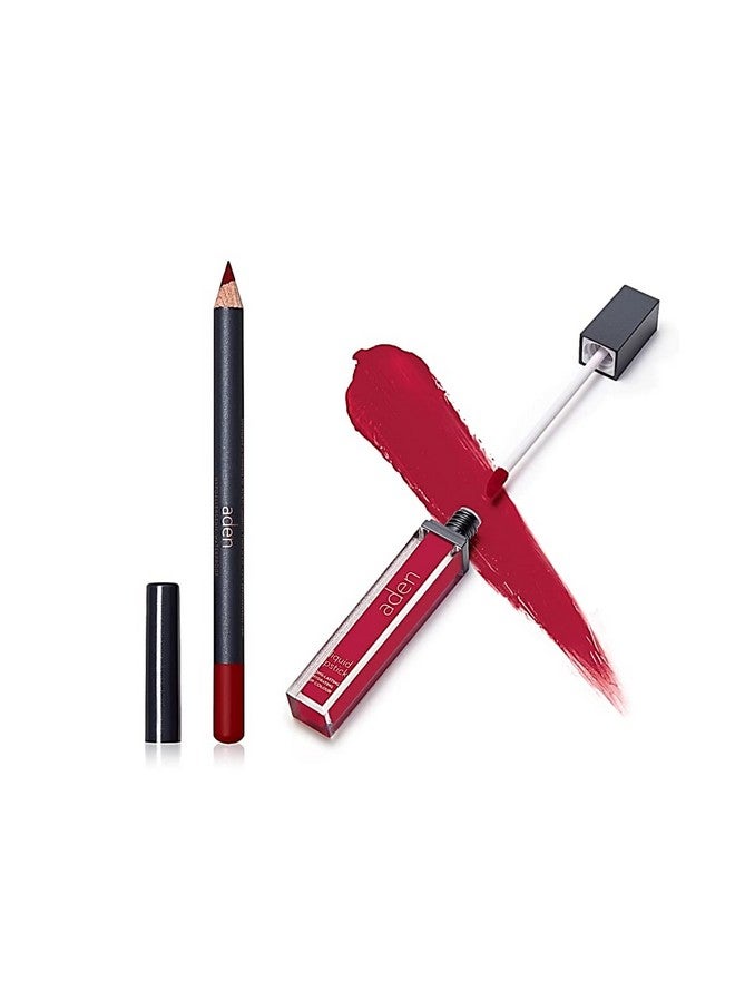 Aden 2 In 1 Matte Liquid Lipstick & Lip Liner Set 7Ml Nonsmudge & Quick Drying Highly Pigmented Long Duration With Hydration Made In Italy (09 Russian Red) - Image 2