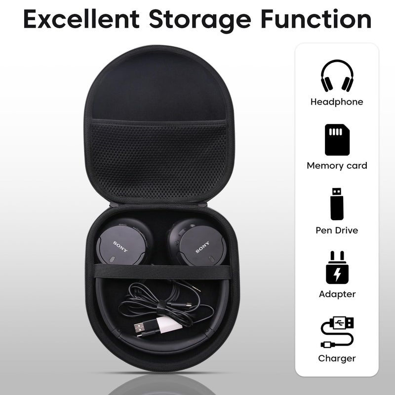 Sounce Hard Shell Carrying Case for Sony WH-CH720N, WH-CH710N, WH-XB900N, WH-XB910N | Shockproof & Travel-Friendly Headphone Storage Bag with Soft Lining & Accessory Pocket - Image 5
