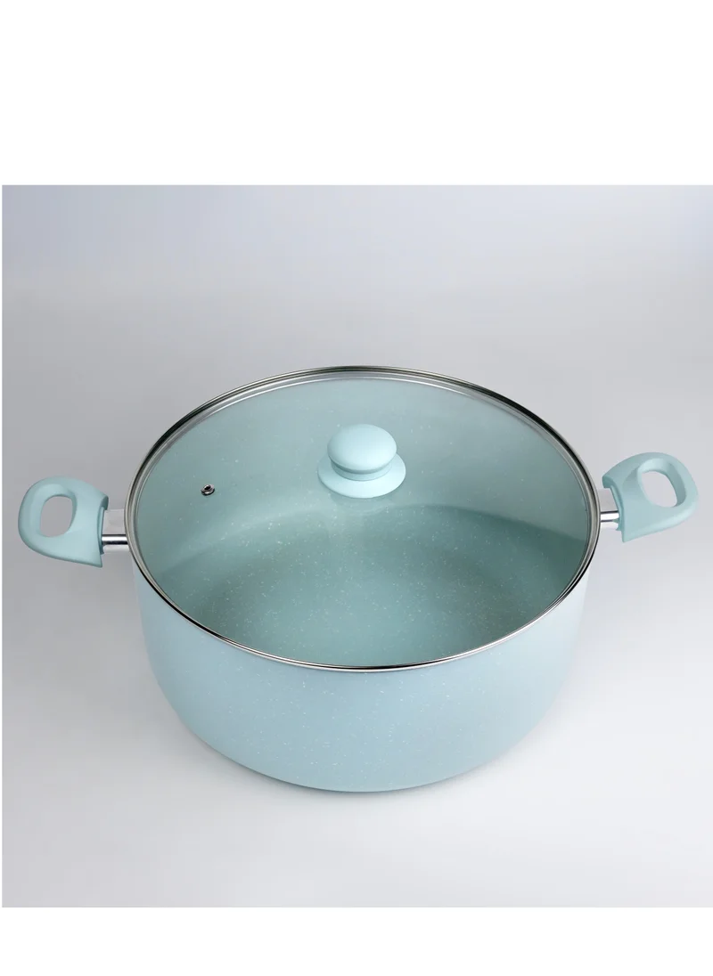 Wilson Oak Casserole with Lid and Marble Coating, Soft Touch Handle Stew Pot Suitable for Gas Electric Induction and Ceramic Stove Dutch Oven - 32cm – Blue