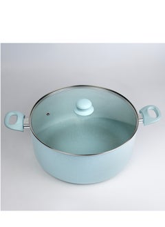 Wilson Oak Casserole with Lid and Marble Coating, Soft Touch Handle Stew Pot Suitable for Gas Electric Induction and Ceramic Stove Dutch Oven - 32cm – Blue  - Image 2