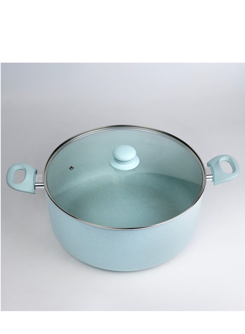 Wilson Oak Casserole with Lid and Marble Coating, Soft Touch Handle Stew Pot Suitable for Gas Electric Induction and Ceramic Stove Dutch Oven - 32cm – Blue  - Image 2