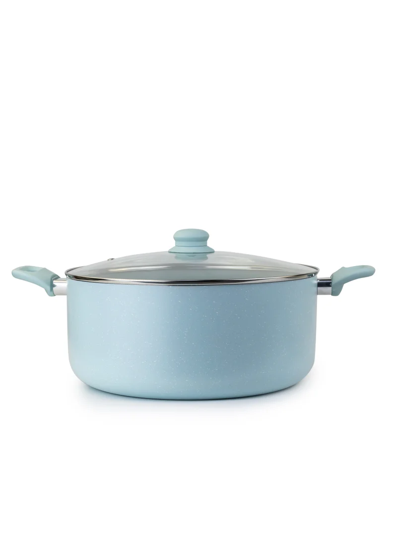 Wilson Oak Casserole with Lid and Marble Coating, Soft Touch Handle Stew Pot Suitable for Gas Electric Induction and Ceramic Stove Dutch Oven - 32cm – Blue