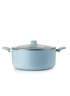 Wilson Oak Casserole with Lid and Marble Coating, Soft Touch Handle Stew Pot Suitable for Gas Electric Induction and Ceramic Stove Dutch Oven - 32cm – Blue  - Image 1