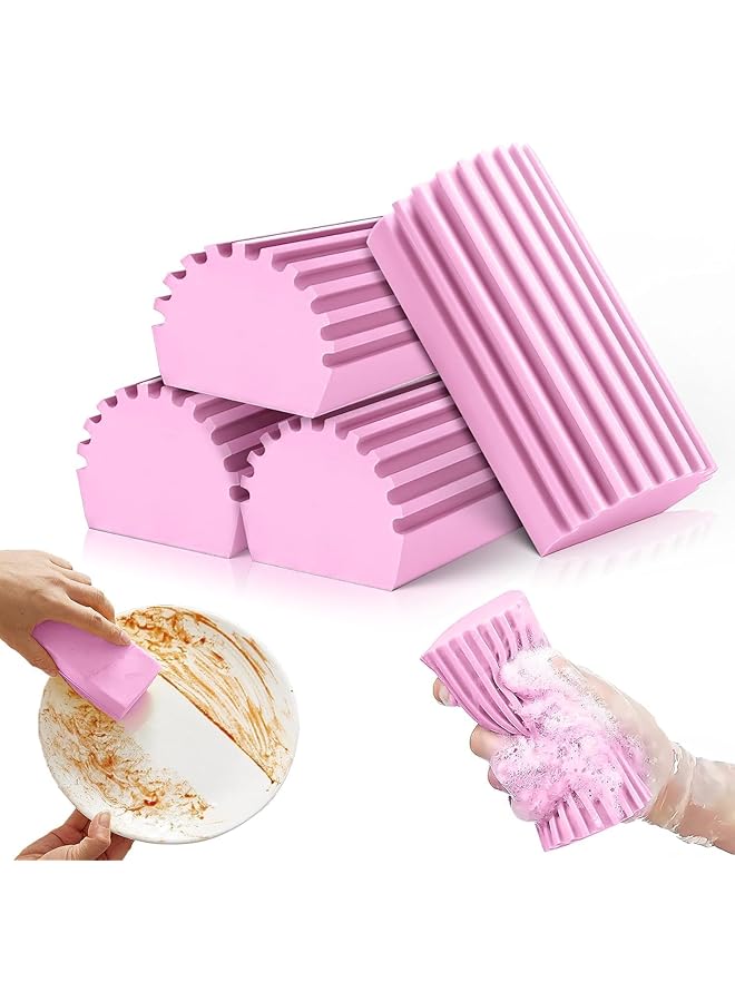PROMASS 4 Pcs Pink Reusable Damp Dusters – Magic Cleaning Sponges for Blinds, Glass, Baseboards, Mirrors, and Window Tracks - Image 1