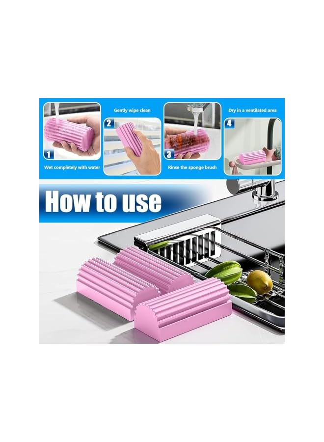 PROMASS 4 Pcs Pink Reusable Damp Dusters – Magic Cleaning Sponges for Blinds, Glass, Baseboards, Mirrors, and Window Tracks - Image 4