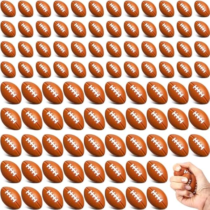 Civaner 100 Packs Mini Football Sports Stress Ball Foam Small Footballs Mini Ball Sports Football Small Foam Relief Balls Party Favors for Carnival Reward - Image 1