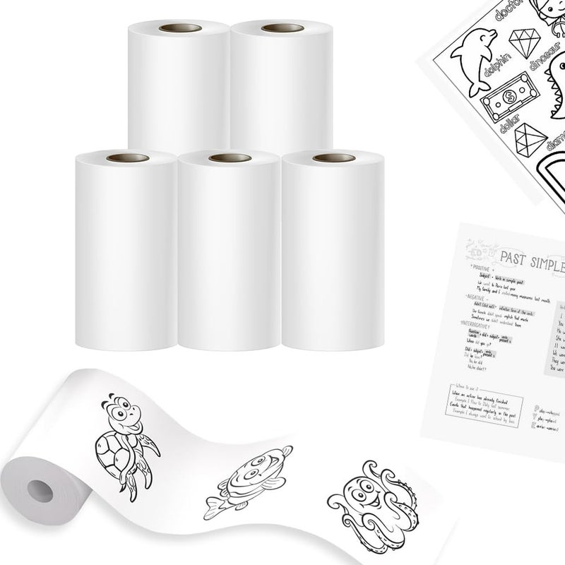 SEZNIK Non Sticky Thermal Paper Rolls, 57mm Width, 2 inch Thermal Paper for Mini Printer (White-57mm Width-Continuous Non Sticky Roll-Pack of 5) - Image 1