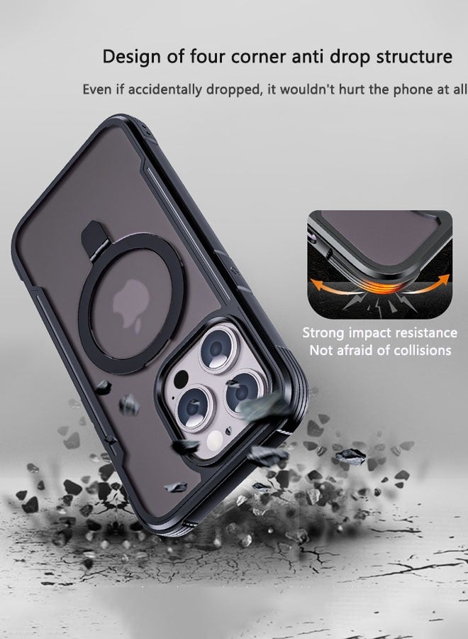 KASTWAVE iPhone 15 Pro MagSafe Case Kickstand Horizontal Vertical Adjustable, Anti-Fingerprint Matte Back, Anti-Drop Shockproof, Slim Magnetic Yellowing-Resistant For iPhone 15 Pro Case 6.1 Inch - Image 4