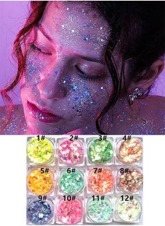 Barbie 12 Colors Gel Eye Makeup Glow in The Dark Glitter Gel  Chunky Makeup Fine Glitter UV Black Light Glitter for Body/Face/Hair/Eyeshadow Glitter for Carnival Party(Not Loose Glitter) For Women  - Image 1