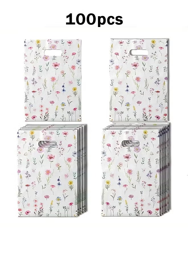 100pcs Adorable Flower Gift Packaging Bag, 16.5cm*25cm Small Gift Packaging Handbag - Image 4