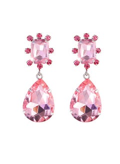 HaveDream High Quality And Exquisite Women's Colorful Teardrop Earrings, Copper Claw Colored Diamonds All-match Earrings - Pink  - Image 1