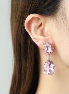 HaveDream High Quality And Exquisite Women's Colorful Teardrop Earrings, Copper Claw Colored Diamonds All-match Earrings - Pink  - Image 2