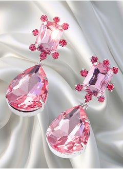 HaveDream High Quality And Exquisite Women's Colorful Teardrop Earrings, Copper Claw Colored Diamonds All-match Earrings - Pink  - Image 4