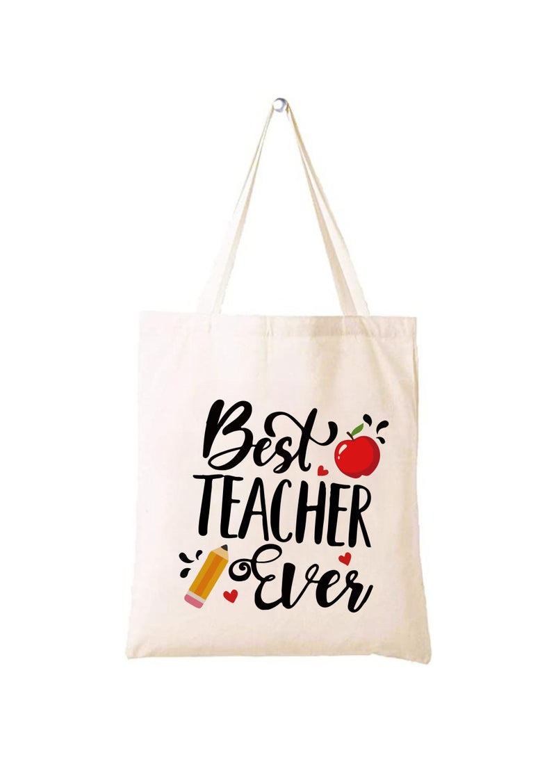 Generic Teacher's day Gift Cotton Bag with Funny Design - Reusable Canvas Tote Bag - Eco Friendly - Lightweight - Grocery Shopping Bag - Gifts for Teacher - School - Office - Travel  - Image 1