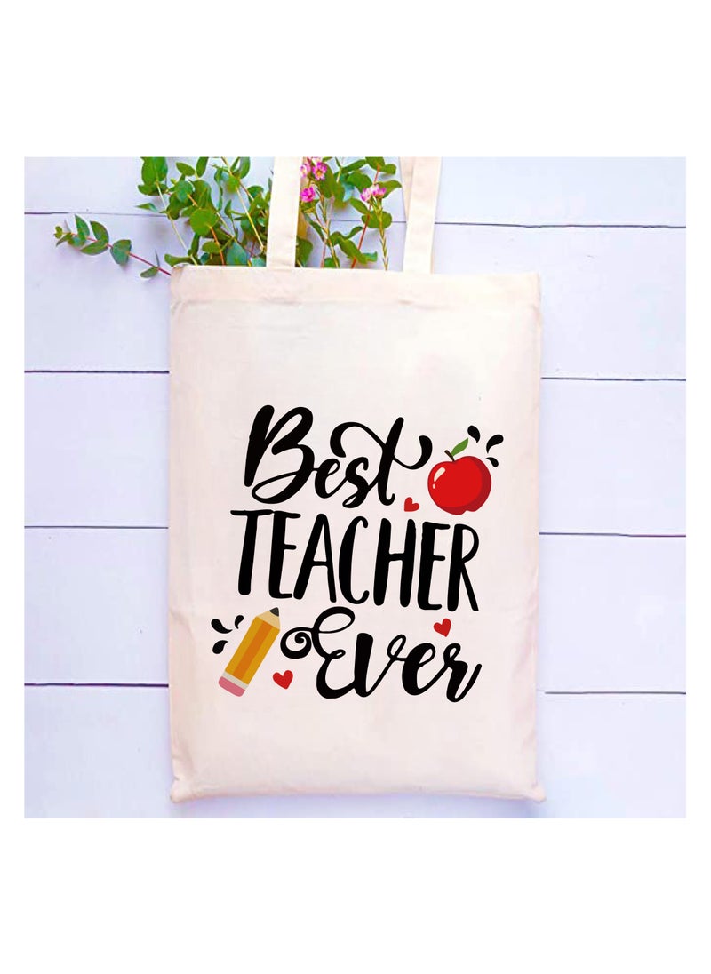 Generic Teacher's day Gift Cotton Bag with Funny Design - Reusable Canvas Tote Bag - Eco Friendly - Lightweight - Grocery Shopping Bag - Gifts for Teacher - School - Office - Travel  - Image 2