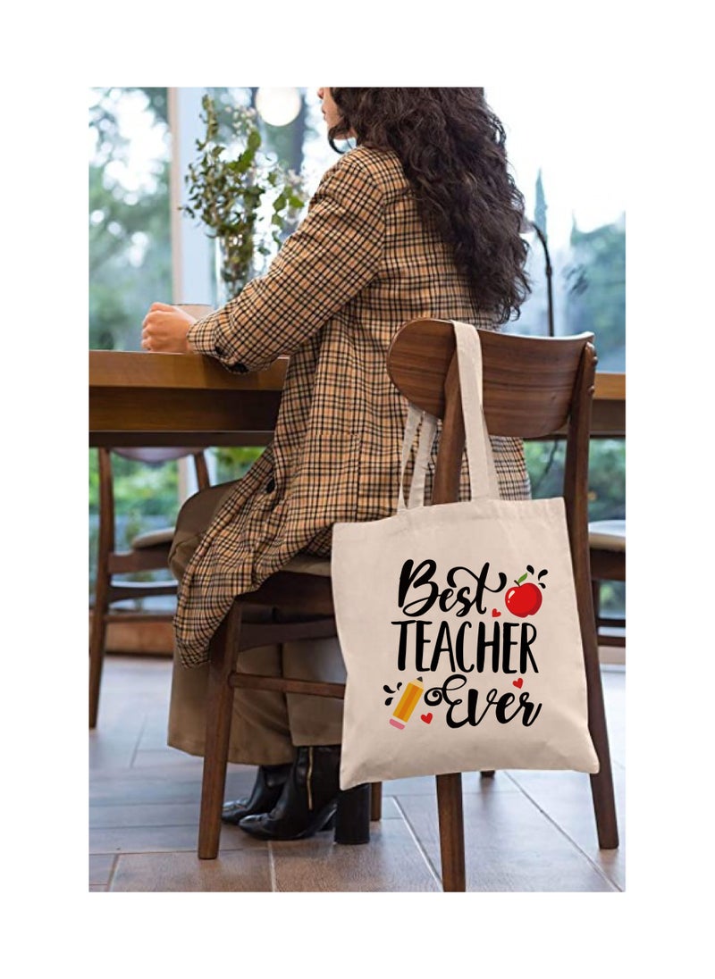 Generic Teacher's day Gift Cotton Bag with Funny Design - Reusable Canvas Tote Bag - Eco Friendly - Lightweight - Grocery Shopping Bag - Gifts for Teacher - School - Office - Travel  - Image 3