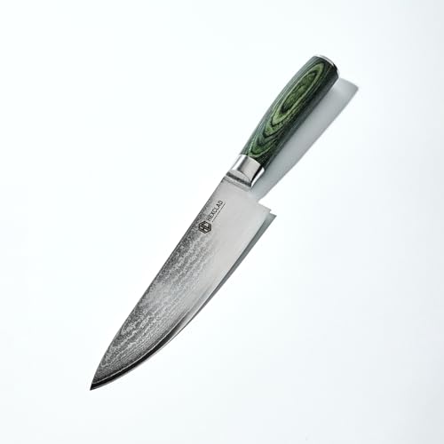 HexClad Chef's Knife, 8-Inch Japanese Damascus Stainless Steel Blade, Pakkawood Handle - Image 1