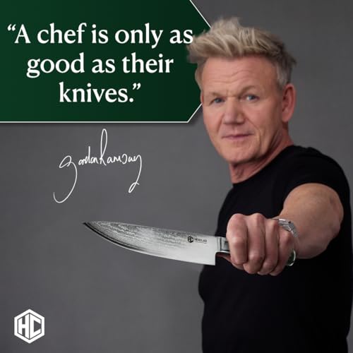 HexClad Chef's Knife, 8-Inch Japanese Damascus Stainless Steel Blade, Pakkawood Handle - Image 2