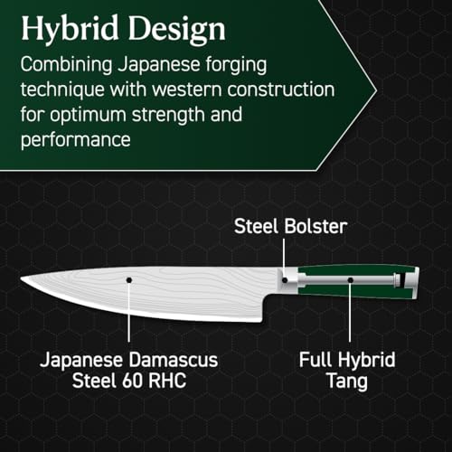 HexClad Chef's Knife, 8-Inch Japanese Damascus Stainless Steel Blade, Pakkawood Handle - Image 3