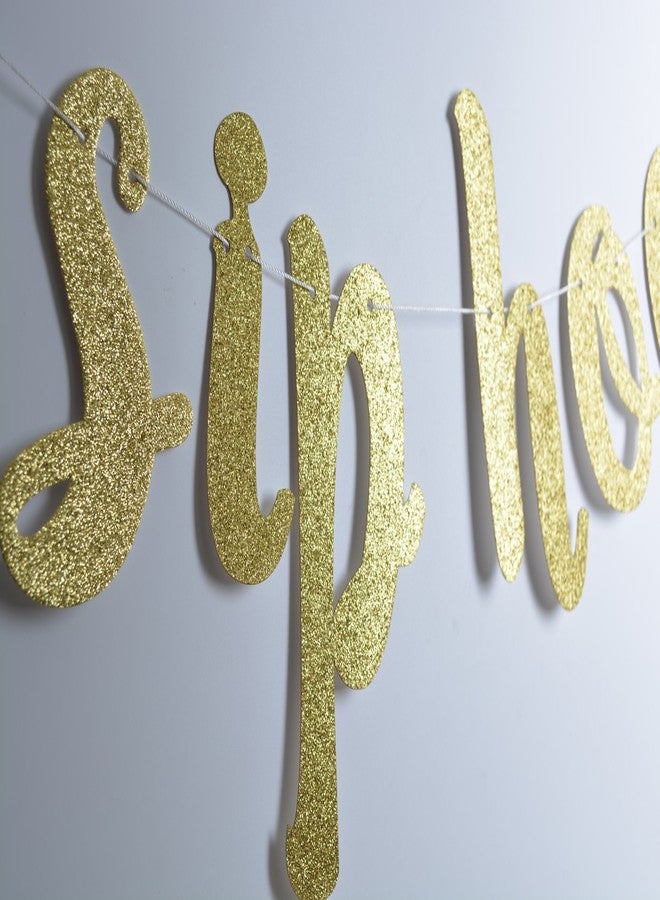 FOZEE Sip Sip Hooray Gold Glitter Banner-Bachelorette Party, Bridal Shower, Engagement, Birthday Party Decor - Image 3