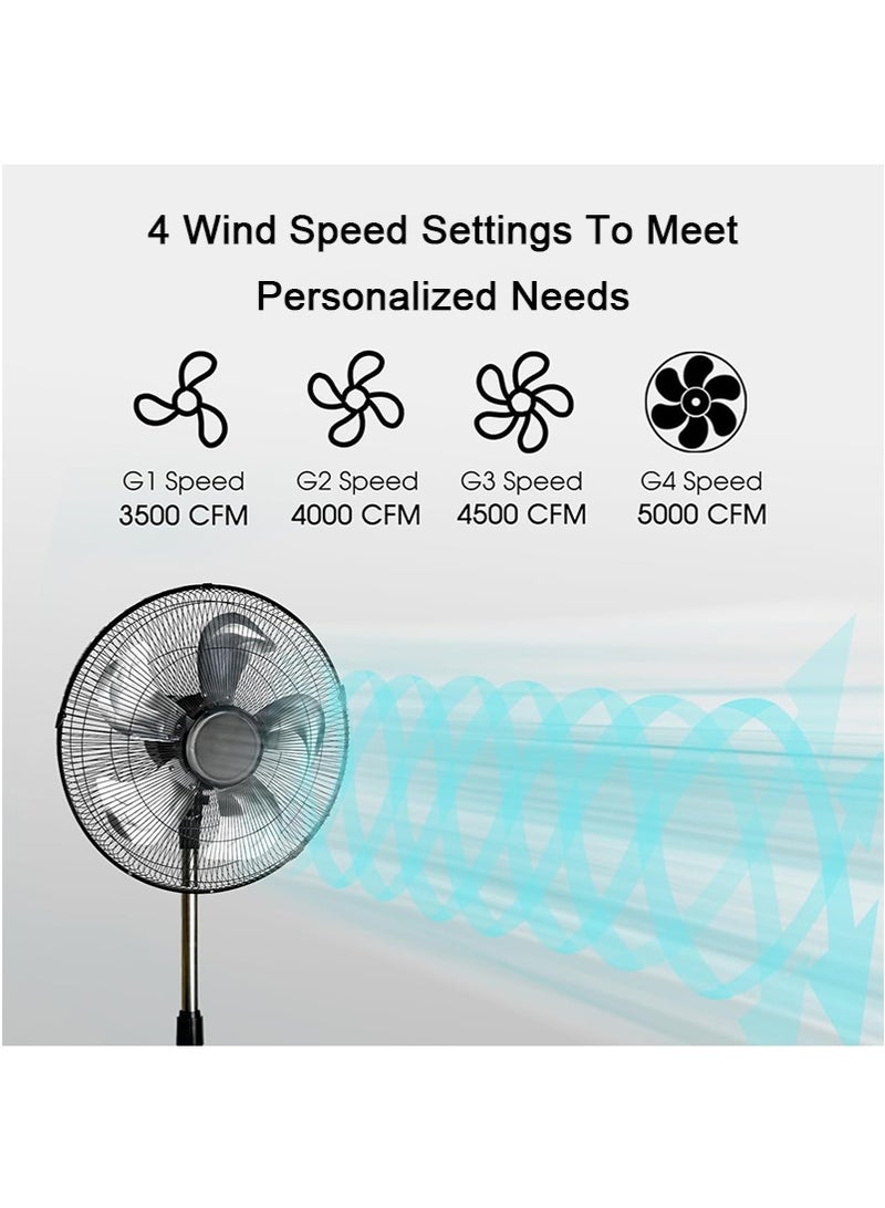 GGEROU 18 Inch Oscillating Pedestal Fan, Standing Floor Fan with Pedestal Base, Adjustable Height, Timer, 4 Wind Speeds，90-Degree Oscillating Standing Fan for Bedroom, Living Room, Office & Dorm (Black) - Image 4